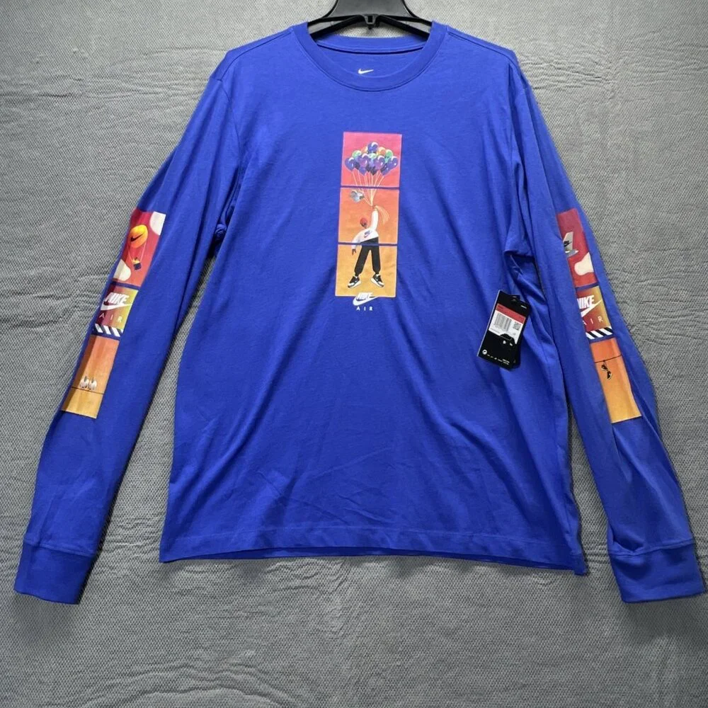 NIKE Air Max 1 Shirt Atmos Elephant Jade Balloons Long Sleeve Large Blue
